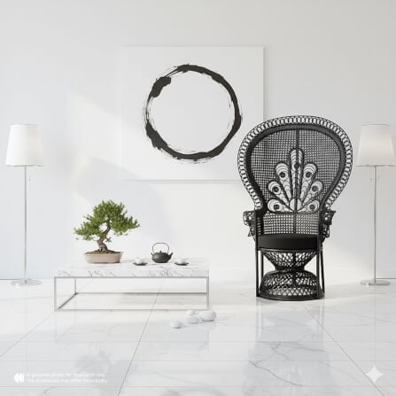 เก้าอี้หวายแท้ PISAMAI รุ่น PRINCESS CHAIR เก้าอี้นางงาม ขนาด 75*55*150 ซม. สีดำ_5